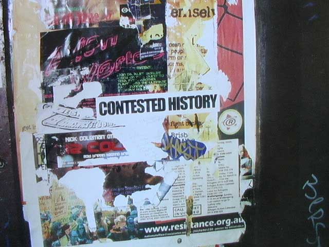 Contested History Sticker off Adelaide St, Brisbane